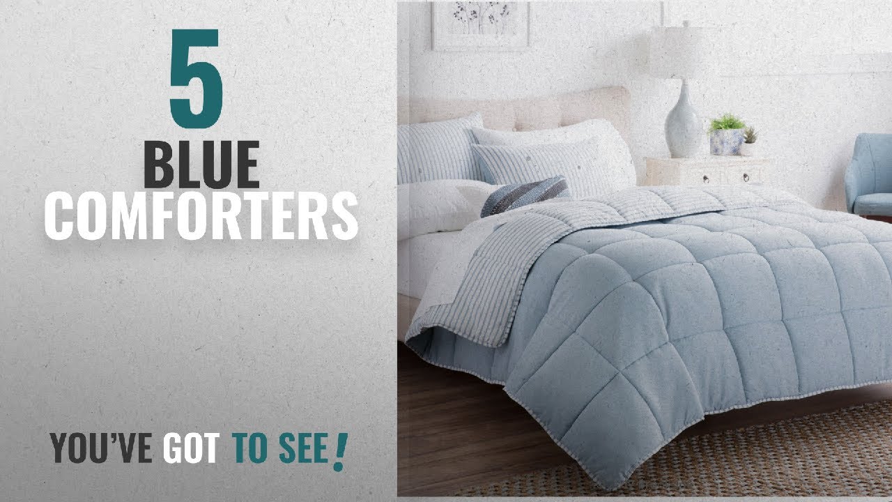 Top 10 Blue Comforters  [2018]: BROOKSIDE Striped Chambray Comforter Set - Includes 2 Pillow Shams