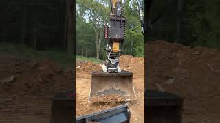 Using a laser receiver to grade a building pad! #excavator #grading #lazer #construction #building