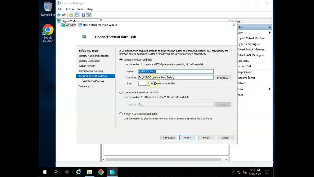 how to create VM (virtual) DC Server in Hyper-V Windows Server 2019 