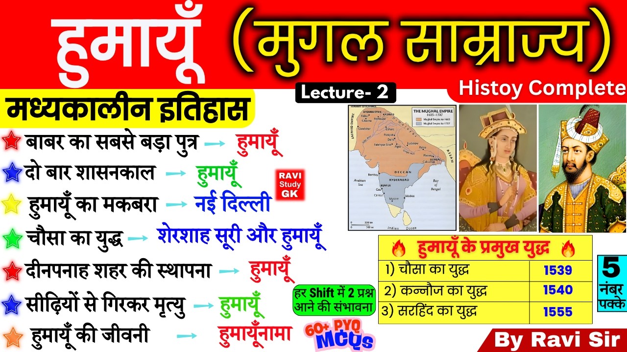 हुमायूँ (मुगल साम्राज्य) | Humayun Gk | History | Mughal Samrajya Mcq | ssc ntpc railway bpsc upsc