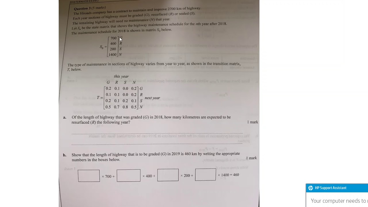 VCAA 2018 Exam 2 Q3 Matrix YouTube