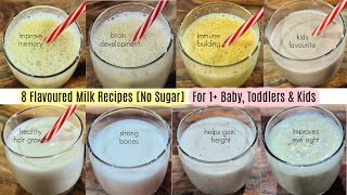 8 Flavoured Milkshake Recipes for 1+ babies & Toddlers | Healthy & Tasty | Weight gain Recipes