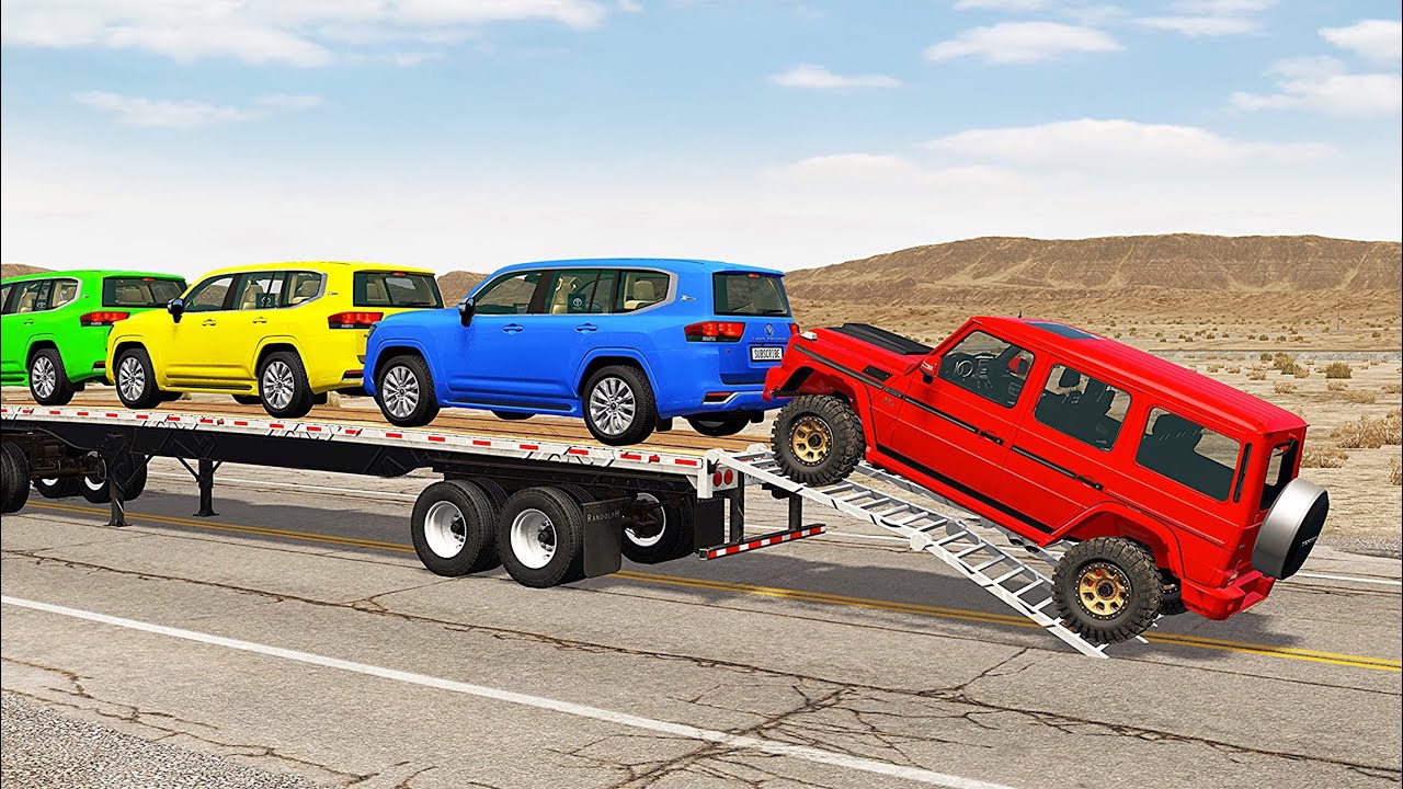 Flatbed Truck Mcqueen  | Transportation with Truck - Pothole vs Car #565 - BeamNG.Drive