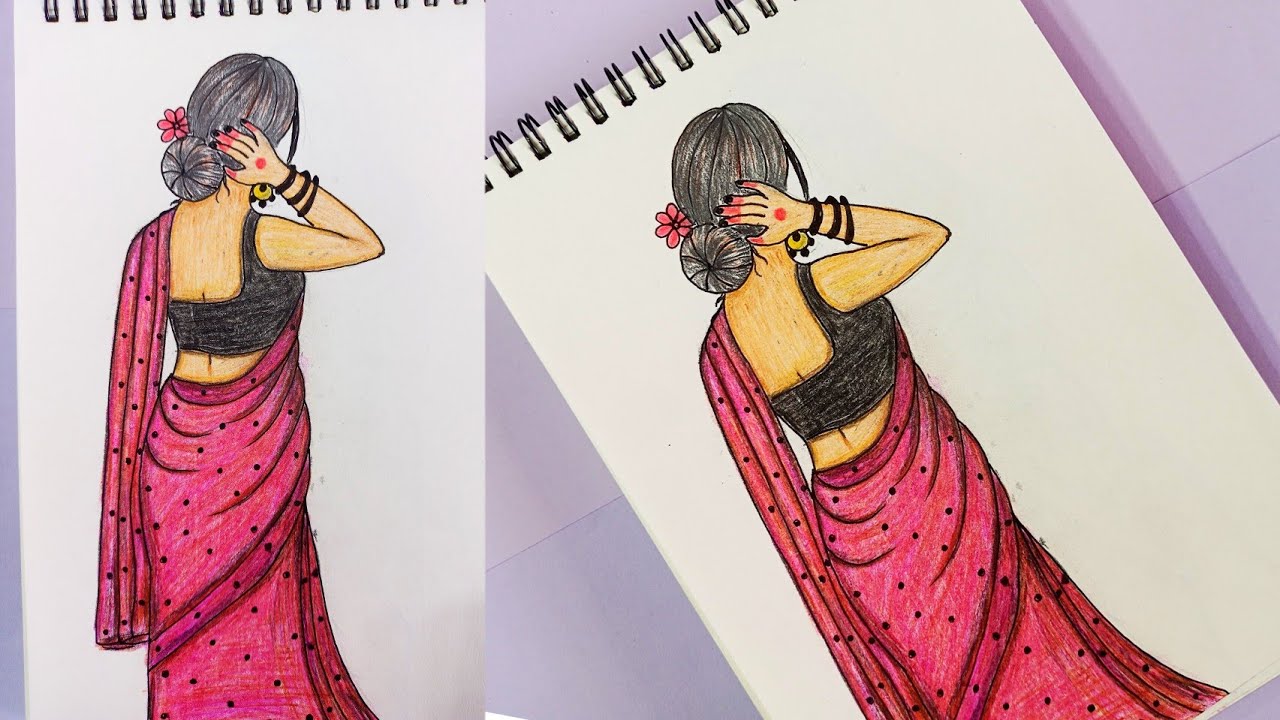 How to draw a girl with saree|Pencil sketch for beginners|Girl drawing|Easy drawing|Art||