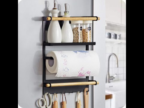 HOME CUBE Refrigerator Side Storage Shelf, Magnetic Fridge Organizer Spice Rack Paper Towel Holder
