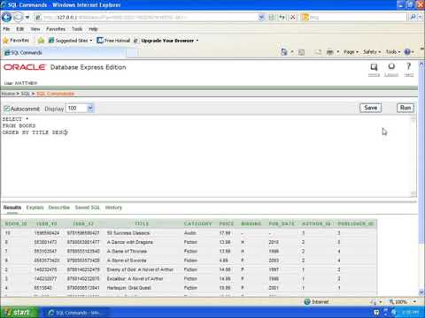 SQL with Oracle 10g XE   Using ORDER BY to Sort Data with SELECT