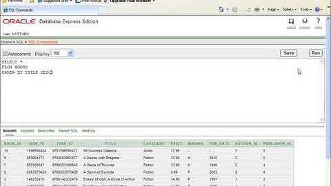 SQL with Oracle 10g XE   Using ORDER BY to Sort Data with SELECT