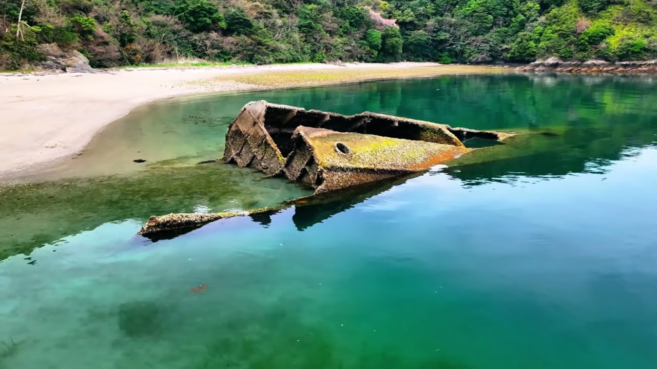 【戦争遺産】笠戸島 コンクリート沈没船 ドローン空撮 山口県下松市 / Drone Aerial video of concrete Ship in Kasado Island, Yamaguchi