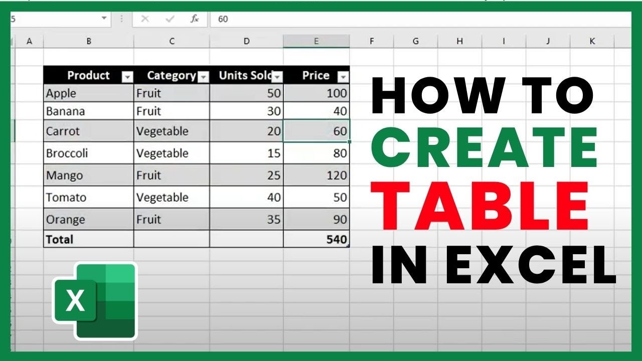 How to Create a Table in Excel - Data Formatting || Table Creation in ...