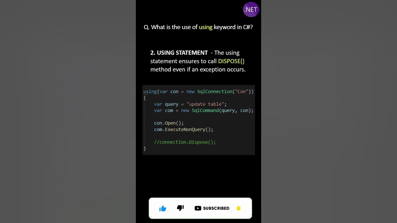 What is the use of using keyword in C ? YouTube