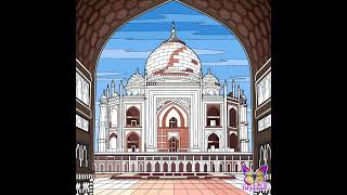 colouring the beautiful Taj Mahal