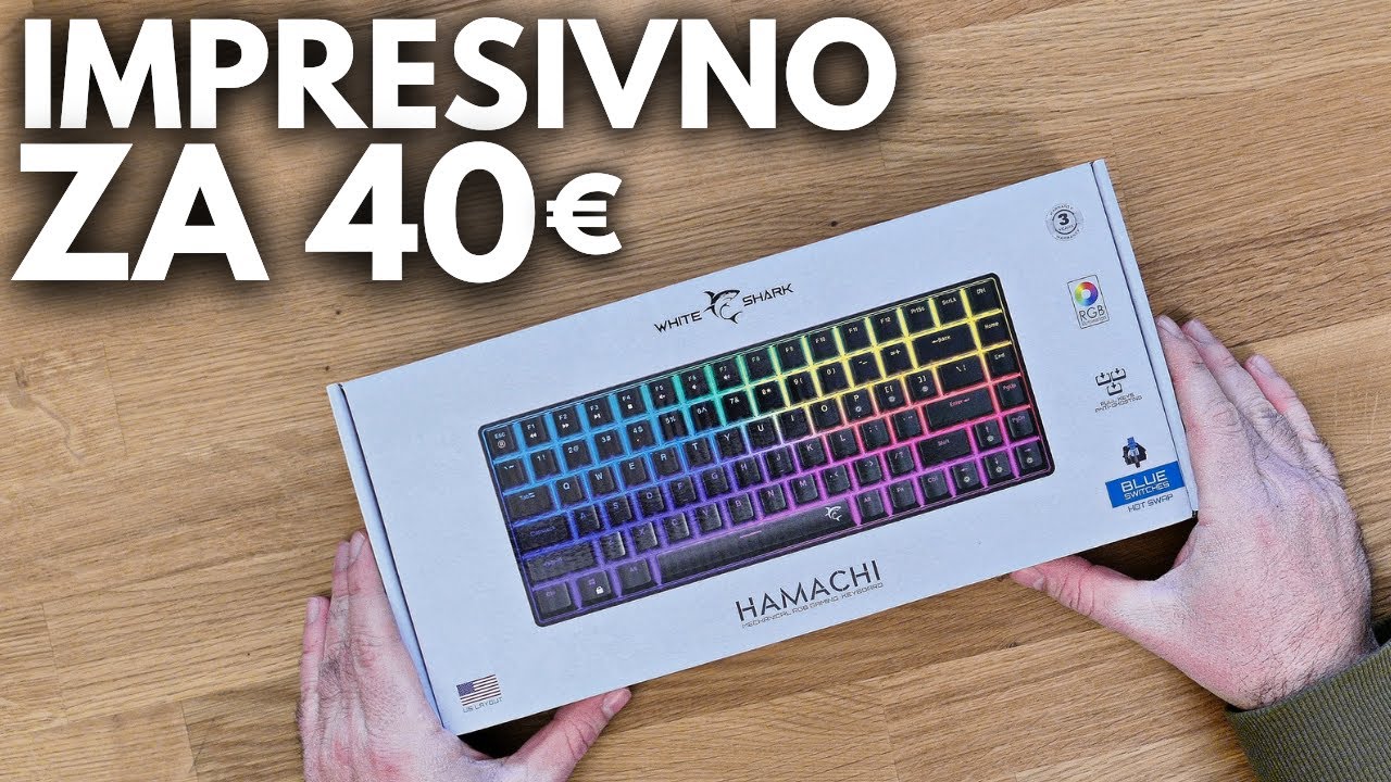 Plavi clicky svičevi i izuzetno jaka RGB rasveta - White Shark HAMACHI tastatura!