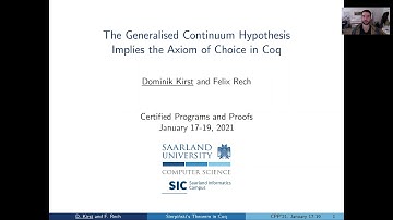 The Generalised Continuum Hypothesis Implies the Axiom of Choice in Coq (CPP