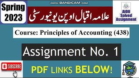 ⏩AIOU Code 438 Solved Asignment No.1 Spring 2023 |Subject: Principles of Accounting |Level: BA/B.Com