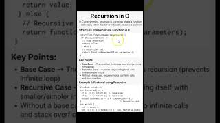 Master Recursion in C: Quick & Easy Guide! 🚀 #Shorts"#coding#programminglanguage#cprogramming#viral