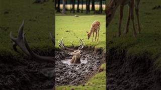A Kind Hearted Man Helps The Fawn To Rescue A Deer From A Muddy Pit! #shorts #wildliferescue