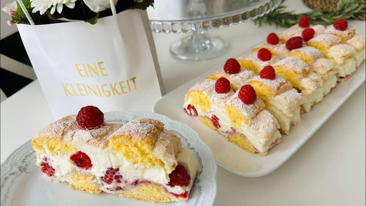 Kardinal Schnitte - deliciu cu norișori din bezea și zmeură ..