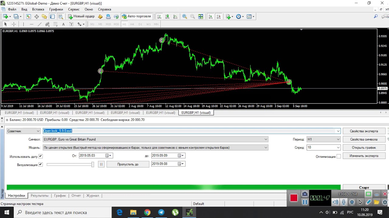 Почему сливаются депозиты на WSB. Тестер стратегий Open Lock на EURGBP 0,8500-0.9330