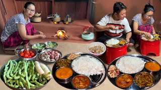 Mashed Aloo Dal, Green Beans Sabji Recipe With Rice Cooking & Eating Village Style Food Vlog
