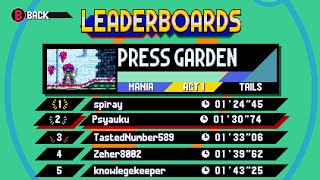 Sonic Mania Press Garden Speedrun Xbox Tails 13074