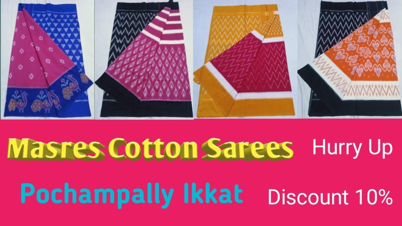 pochampally Ikkat Masres cotton sarees#Duseera Sale#10℅discount#hurryup ...