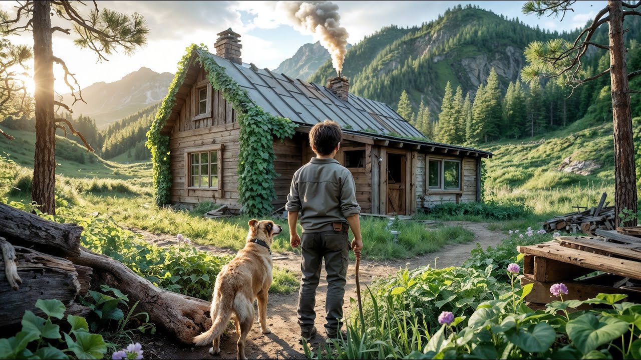 Abandoned as a Child — A Mountain Boy and His Dog Turn a Ruined Mountain Cabin Into a Paradise
