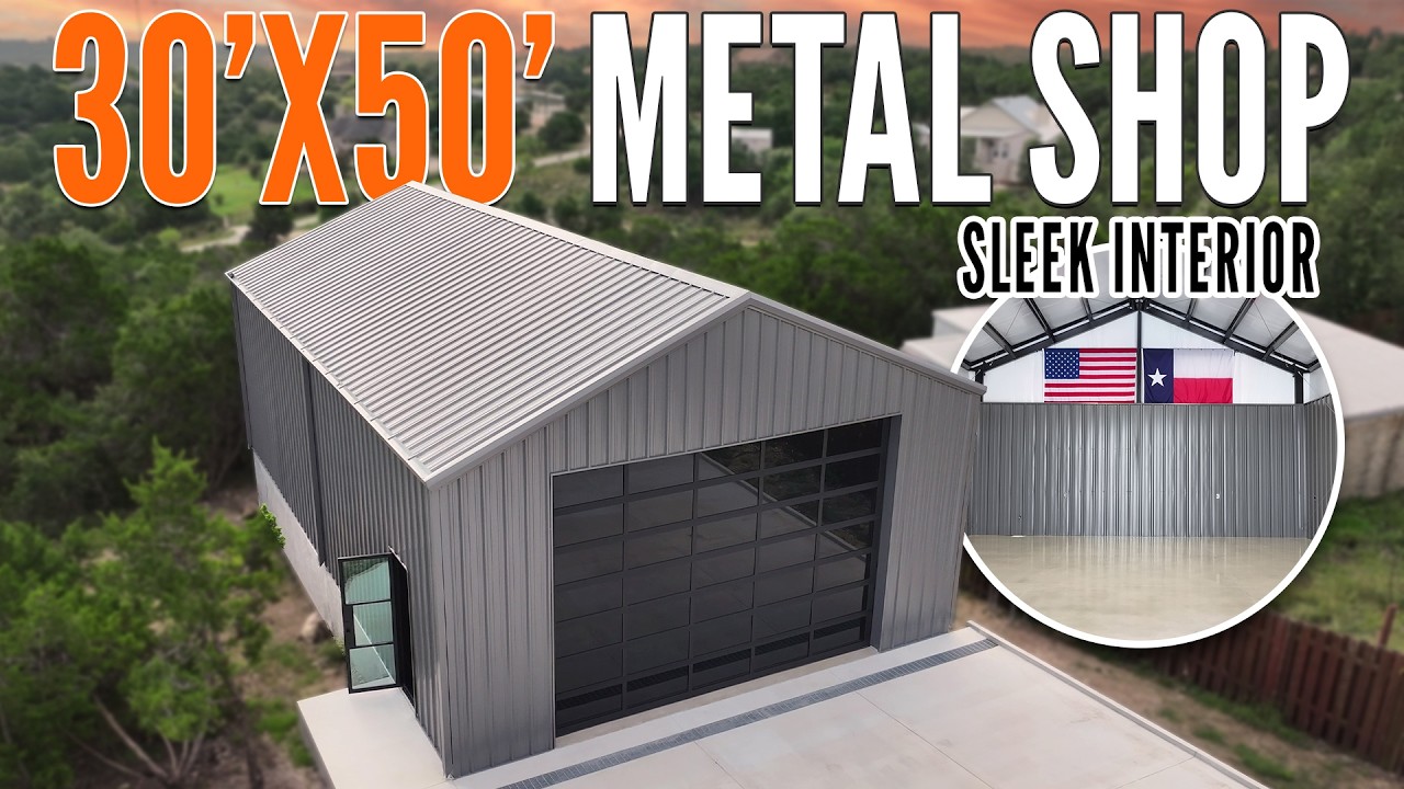 30'x50' Most ELEGANT Red-Iron Shop?! | Glass Overhead Door | WolfSteel Buildings