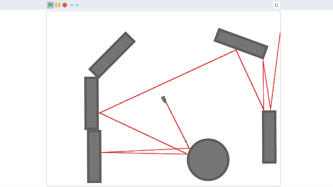 Как создать реалистичное/наклонное отражение лазера в Scratch | Scratch