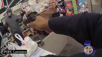 Bodycam of officers responding to armed robbery in progress
