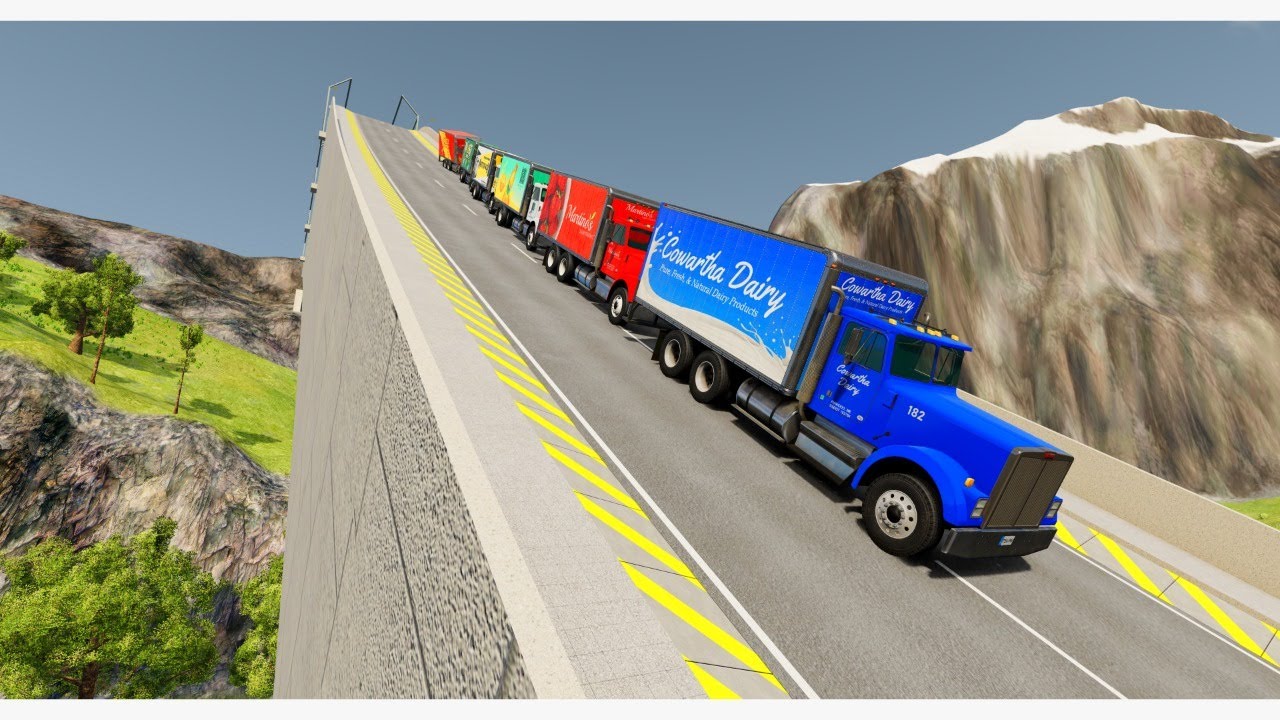 epic high speed car jumps beamng drive | cargo truck luxury bus