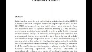 A Novel Dynamic Multiobjective Optimization Algorithm With Hierarchical Response System