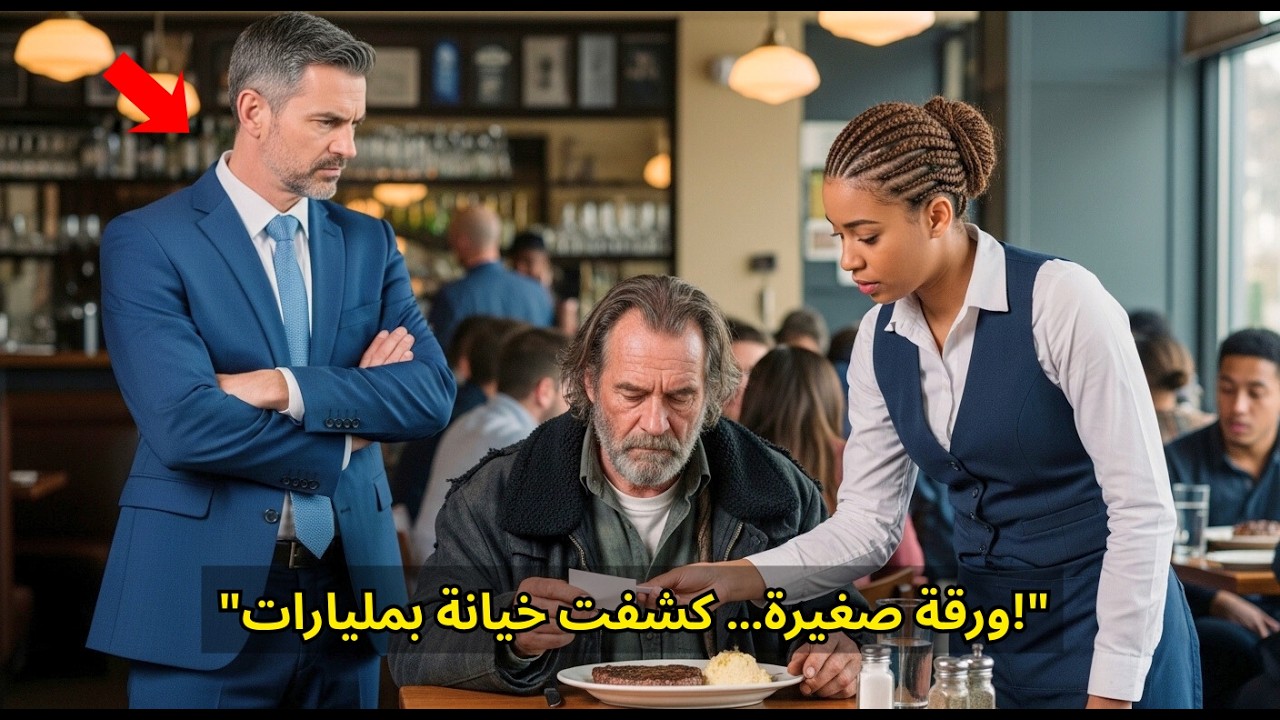 ملياردير متخفٍ يطلب شريحة لحم… نادلة سوداء تضع ورقة سرية توقف قلبه في لحظة