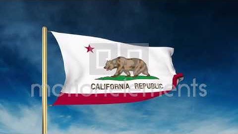 California Flag Slider Style. Waving In The Win With Cloud Background Animation Stock Animation