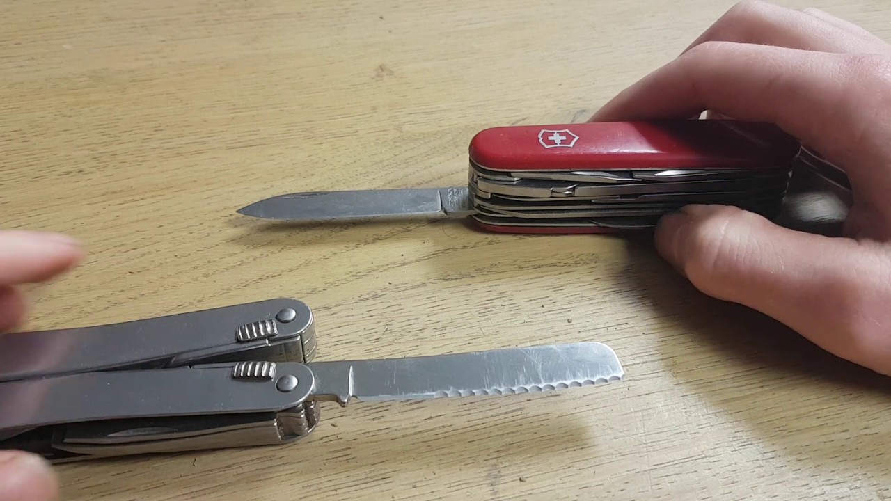 Victorinox Swiss army knife straight vs serrated blade YouTube