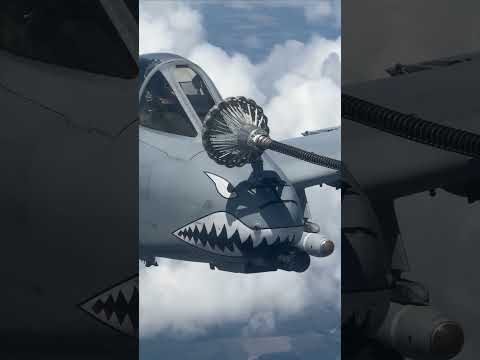 United States Air Force A-10 Thunderbolt II Aircraft Conducing Mid-Air Refueling