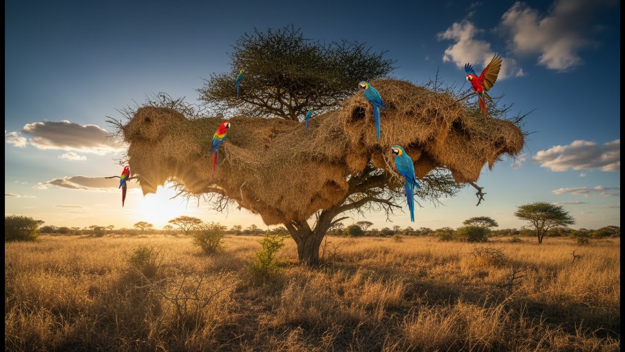 8K ULTRA HD: World's Largest Bird Nests & Most Beautiful Parrots - Nature Relaxation Film
