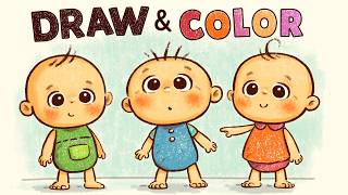 SIMPLE SHAPES to FULL ILLUSTRATION- How To Draw Cartoon Body- Cute Baby Drawing Tutorial #kawaiibaby