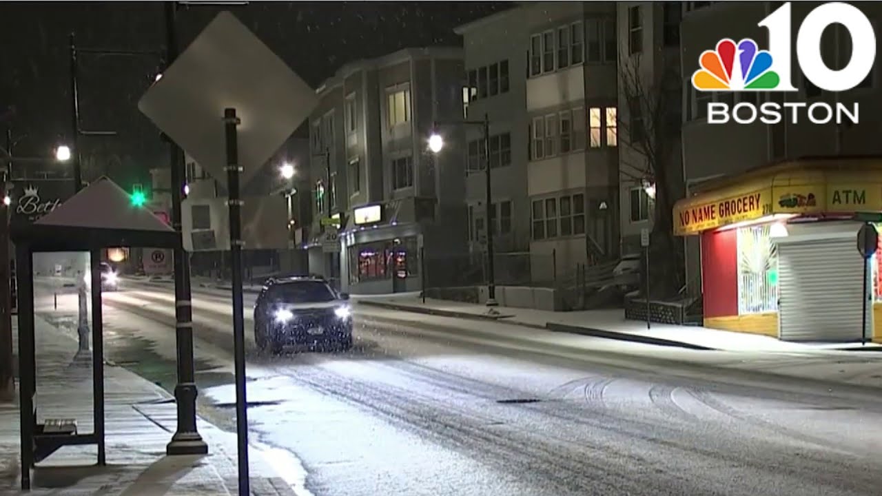 Snow affecting Tuesday morning commute in Mass. - YouTube