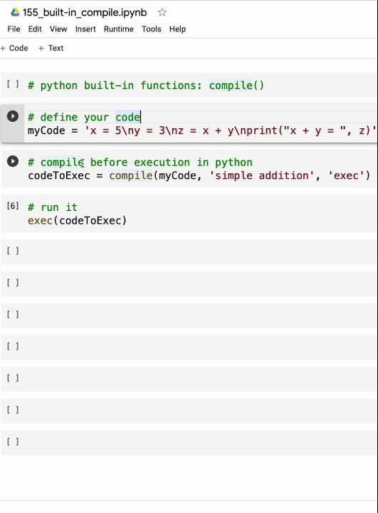 Python built in function: compile - YouTube