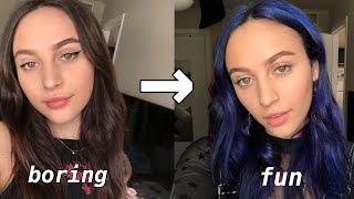 Brown to Blue Hair Transformation
