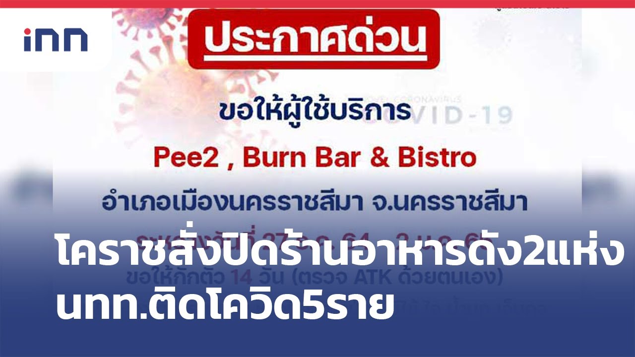 โคราชสั่งปิดร้านอาหารดัง2แห่งนทท.ติดโควิด5ราย :  ข่าวต้นชั่วโมง 13.00 น. | เนื้อหาที่เกี่ยวข้องร้าน อาหาร ใน จังหวัด นครราชสีมาที่มีรายละเอียดมากที่สุดทั้งหมด