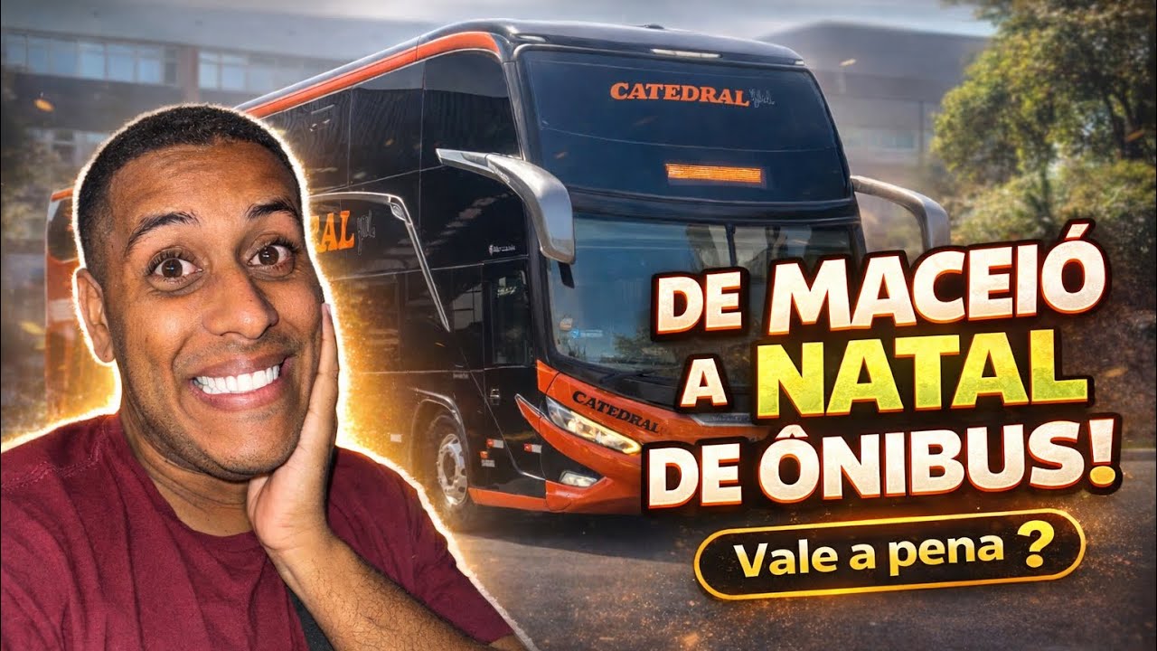 Viagem de ônibus de Maceió a Natal com a catedral.