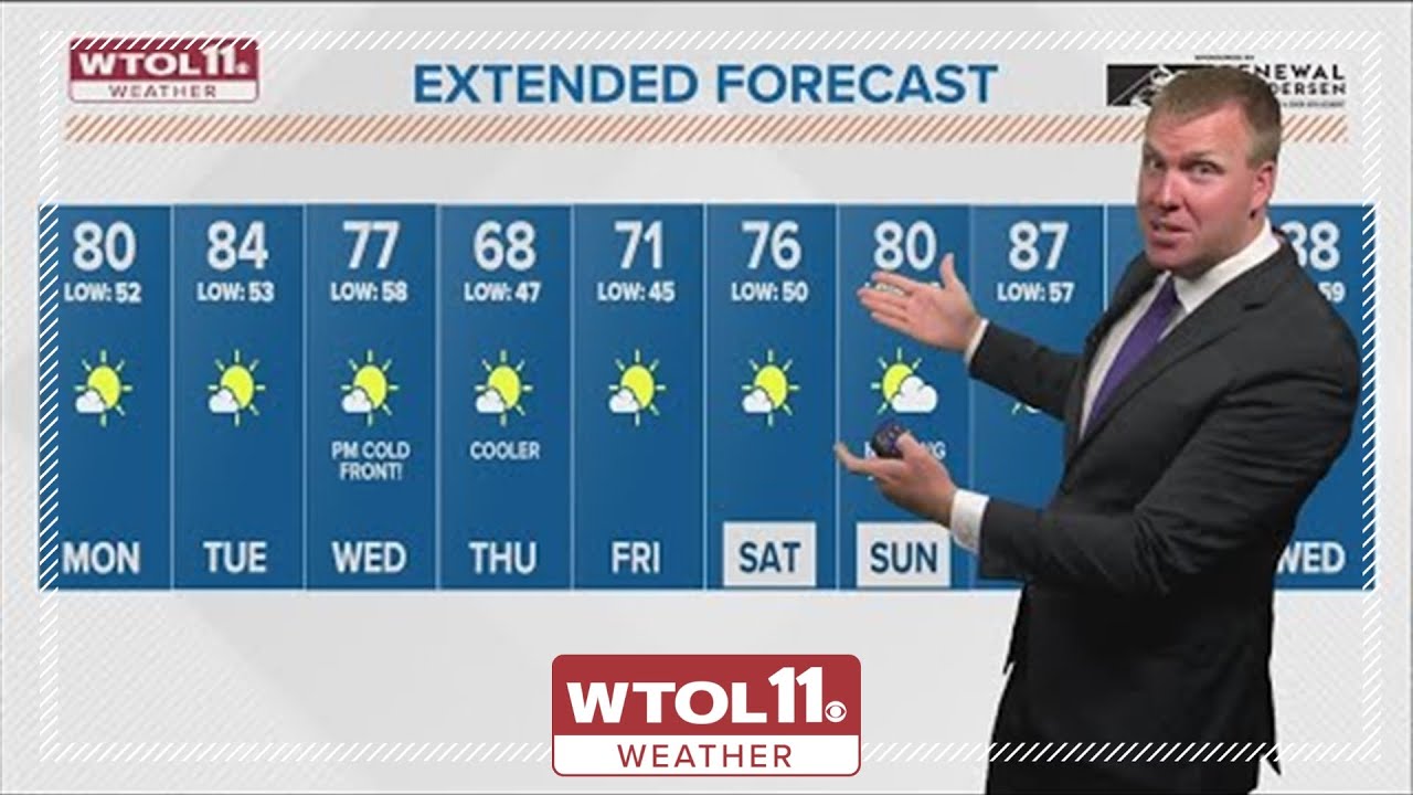 Dry, sunny skies Monday with highs in upper 70s; midweek cold front ...