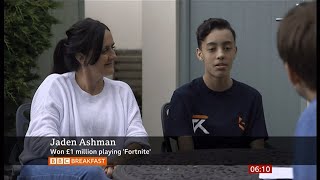 Jaden Ashman (Fortnite winner) keeps promise to mum & buys house (UK/Global) BBC News 28th July 2020