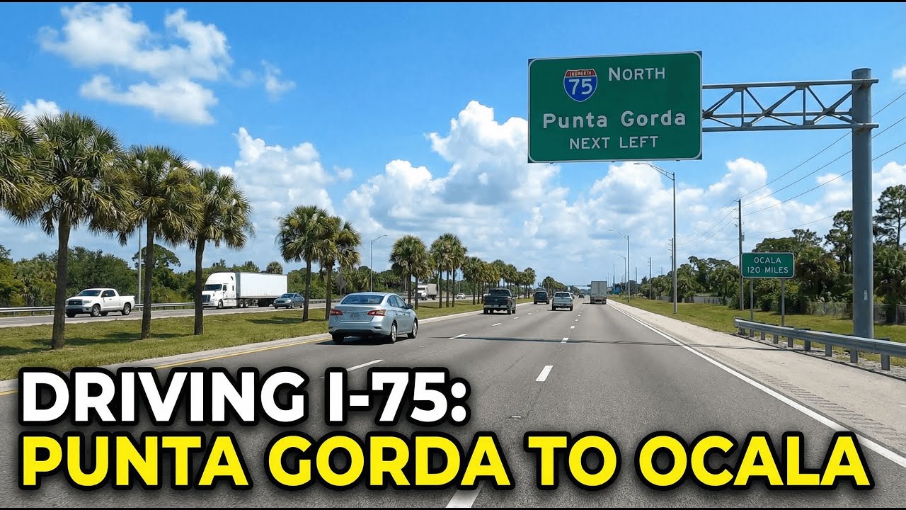 Driving on Interstate 75 from Punta Gorda to Ocala, Florida