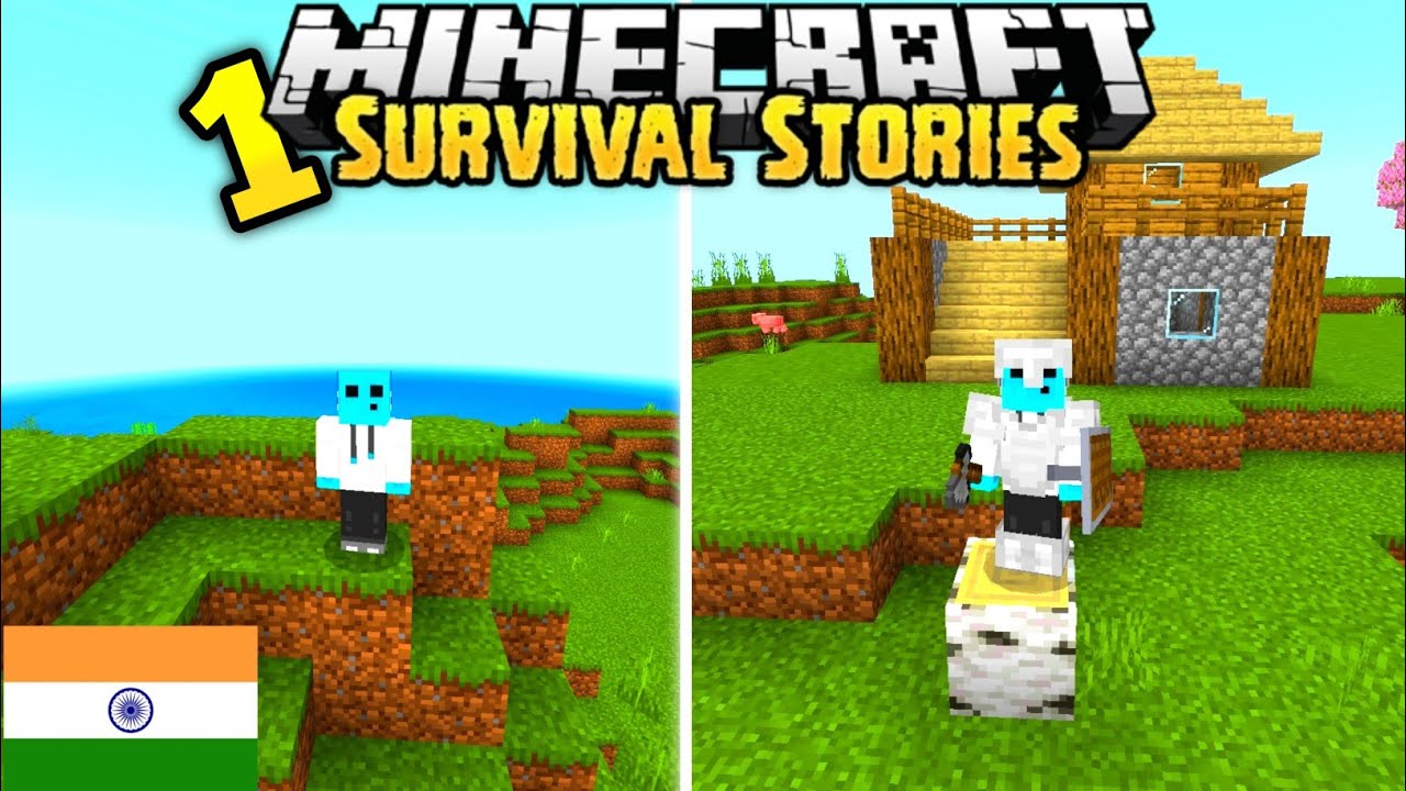 Minecraft Pe Survival series EP-1 in Hindi 1.20 | I Made Survival House ...