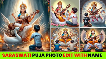 How To Create Ai Images For Free | Saraswati Puja Photo Editing |🚩 saraswati maa photo with name