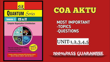 COA AKTU [Most Important Questions And Topics] {✓UNIT-1,✓UNIT-2,✓UNIT-3,✓UNIT-4,✓UNIT-5} #COAAKTU