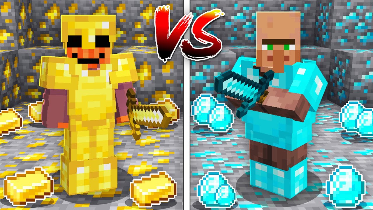 Jardred de ORO vs Aldeano de DIAMANTE en Minecraft!