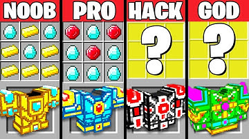 Minecraft Battle: SUPER ARMOR MOD CRAFTING CHALLENGE - NOOB vs PRO vs HACKER vs GOD ~ Animation